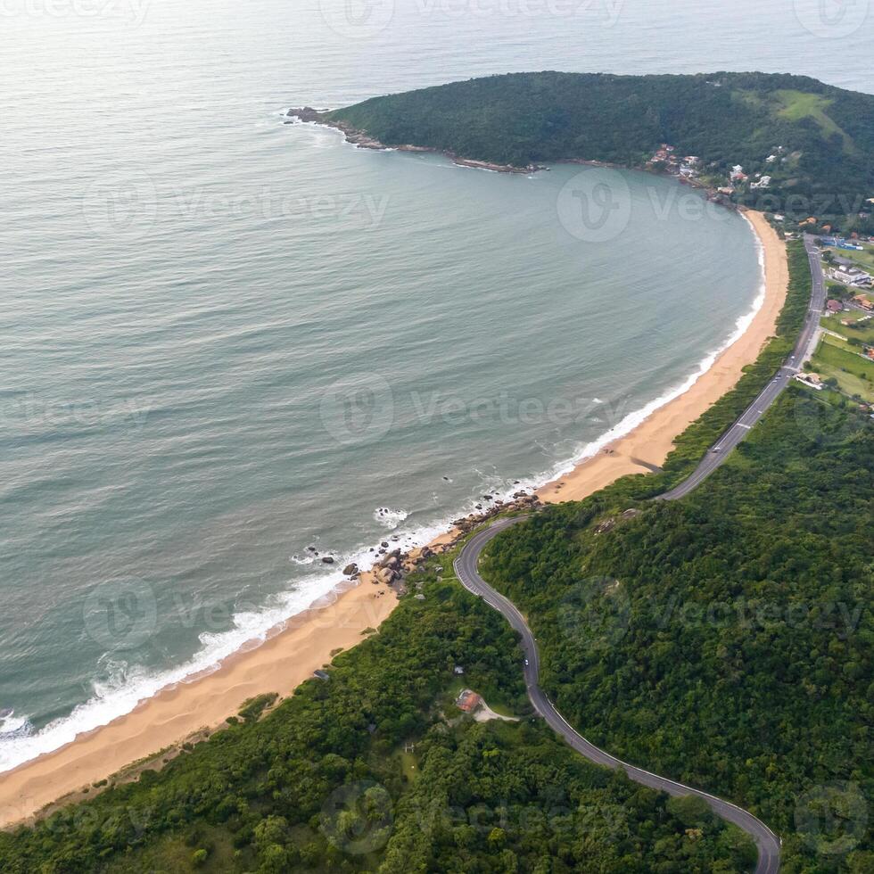 Balneario Camboriu in Santa Catarina. Taquaras Beach and Laranjeiras Beach in Balneario Camboriu. Aerial view in landscape. Square image photo