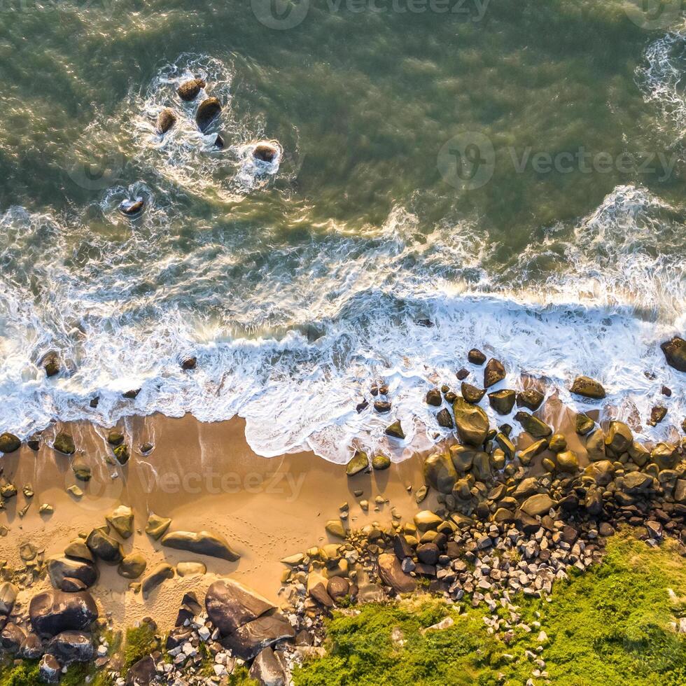 Balneario Camboriu in Santa Catarina. Taquaras Beach and Laranjeiras Beach in Balneario Camboriu. Aerial view in landscape. Square image photo