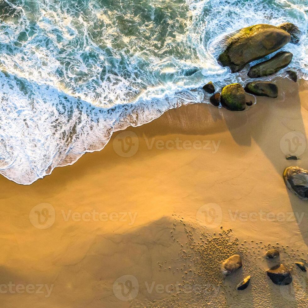 Balneario Camboriu in Santa Catarina. Taquaras Beach and Laranjeiras Beach in Balneario Camboriu. Aerial view in landscape. Square image photo