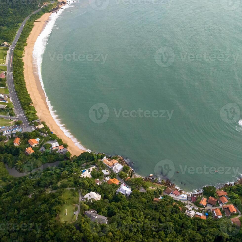 Balneario Camboriu in Santa Catarina. Taquaras Beach and Laranjeiras Beach in Balneario Camboriu. Aerial view in landscape. Square image photo