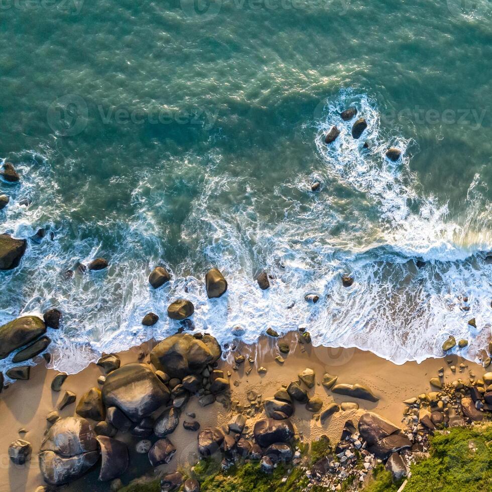 Balneario Camboriu in Santa Catarina. Taquaras Beach and Laranjeiras Beach in Balneario Camboriu. Aerial view in landscape. Square image photo