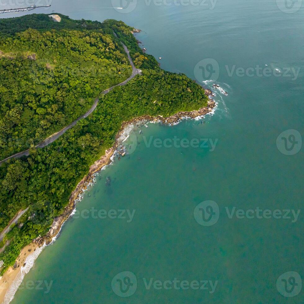 Balneario Camboriu in Santa Catarina. Taquaras Beach and Laranjeiras Beach in Balneario Camboriu. Aerial view in landscape. Square image photo
