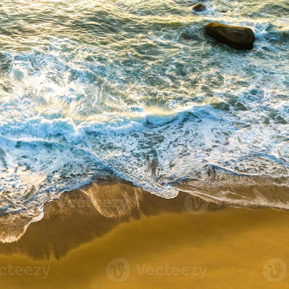 Balneario Camboriu in Santa Catarina. Taquaras Beach and Laranjeiras Beach in Balneario Camboriu. Aerial view in landscape. Square image photo