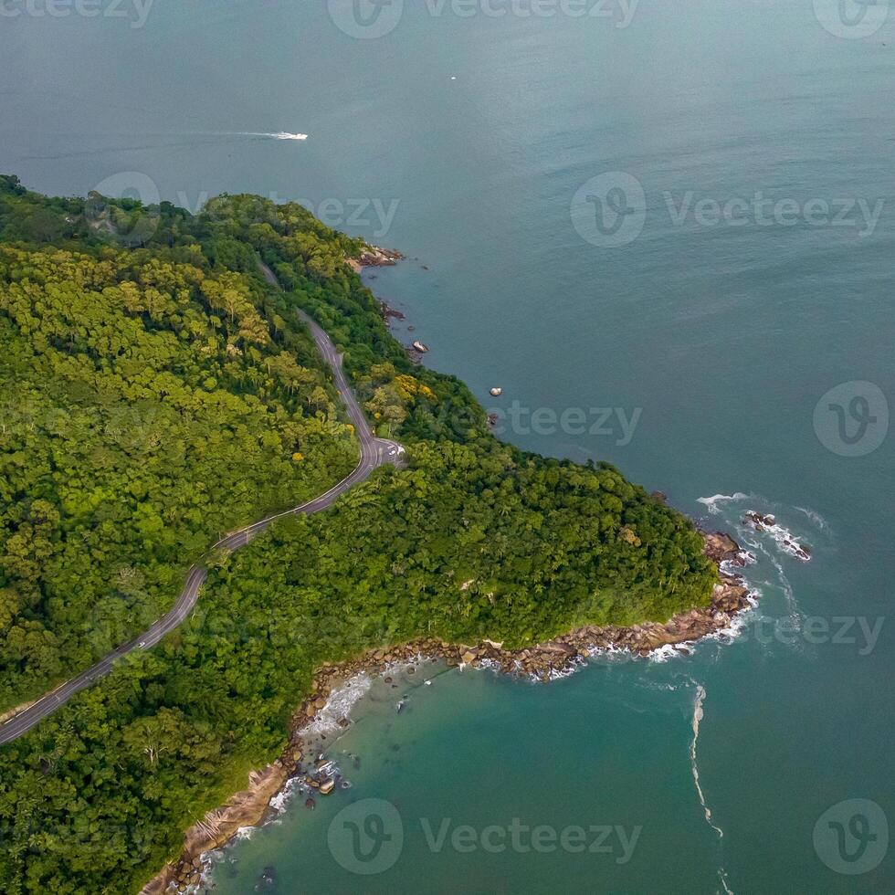 Balneario Camboriu in Santa Catarina. Taquaras Beach and Laranjeiras Beach in Balneario Camboriu. Aerial view in landscape. Square image photo