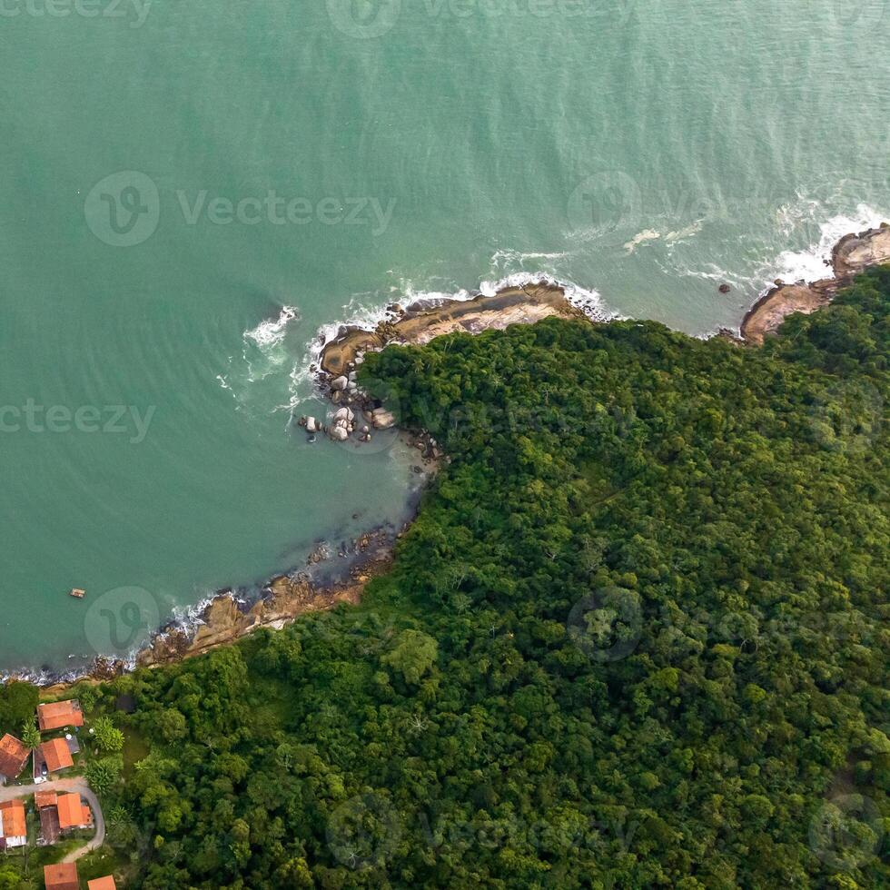 Balneario Camboriu in Santa Catarina. Taquaras Beach and Laranjeiras Beach in Balneario Camboriu. Aerial view in landscape. Square image photo