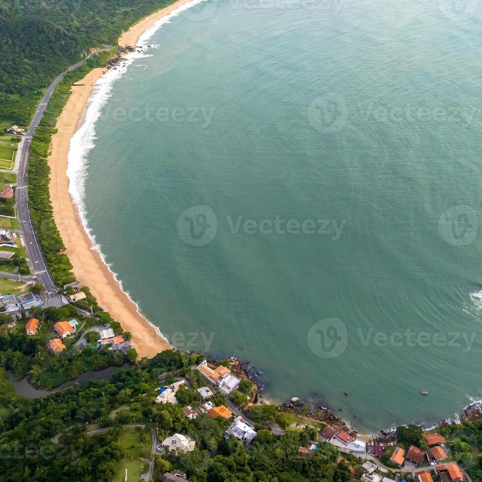 Balneario Camboriu in Santa Catarina. Taquaras Beach and Laranjeiras Beach in Balneario Camboriu. Aerial view in landscape. Square image photo