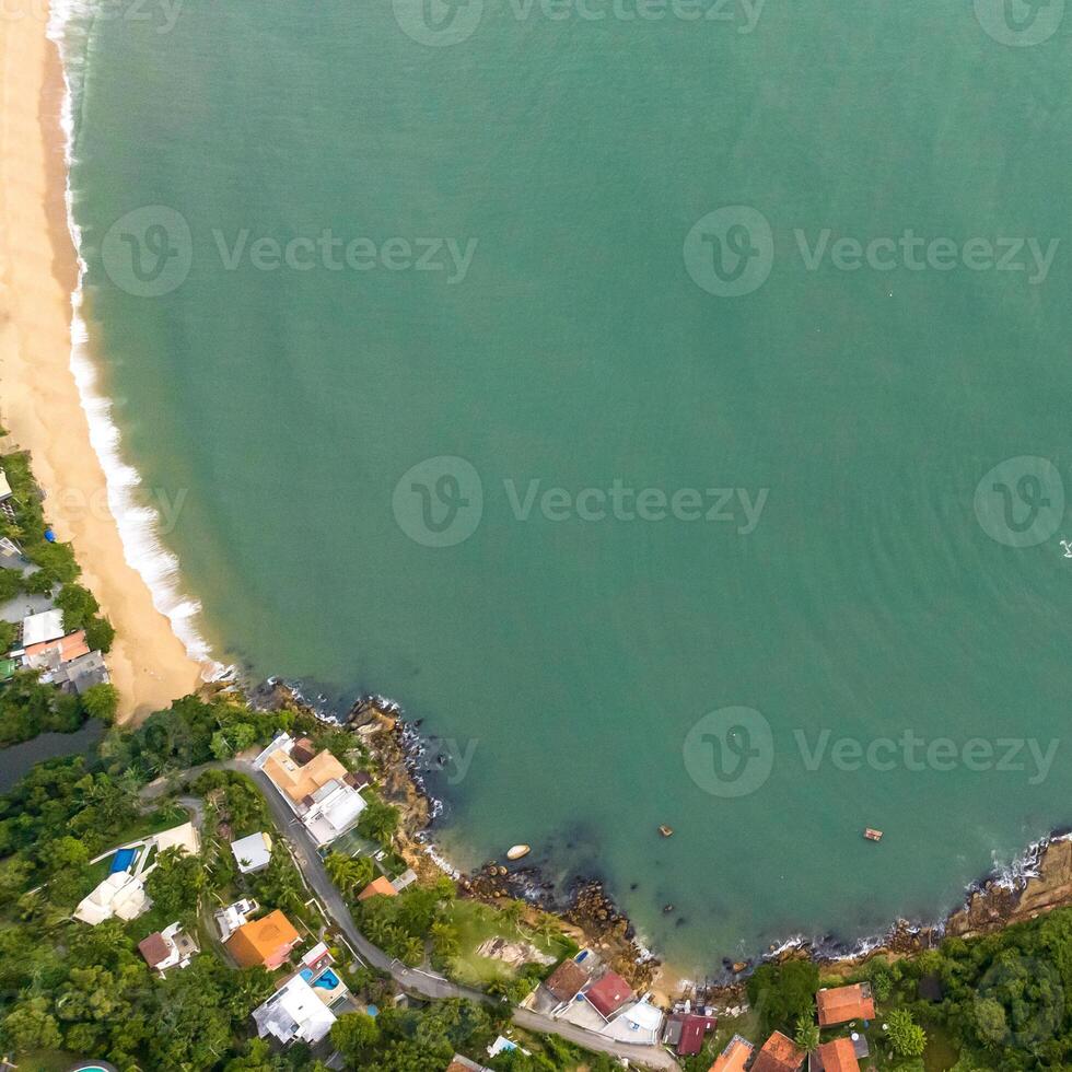 Balneario Camboriu in Santa Catarina. Taquaras Beach and Laranjeiras Beach in Balneario Camboriu. Aerial view in landscape. Square image photo