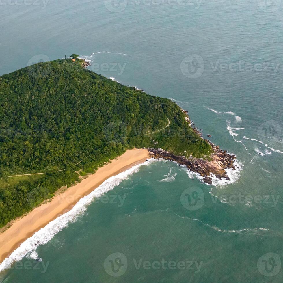 Balneario Camboriu in Santa Catarina. Taquaras Beach and Laranjeiras Beach in Balneario Camboriu. Aerial view in landscape. Square image photo