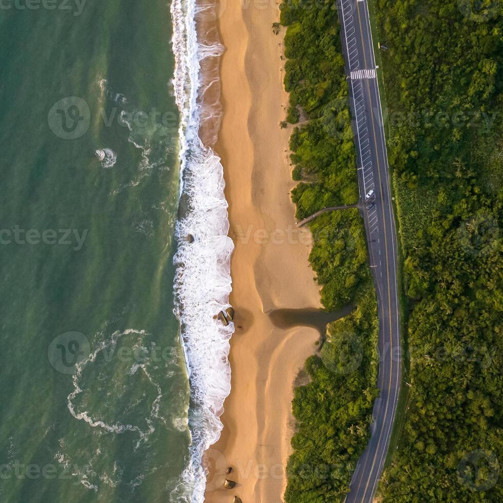 Balneario Camboriu in Santa Catarina. Taquaras Beach and Laranjeiras Beach in Balneario Camboriu. Aerial view in landscape. Square image photo