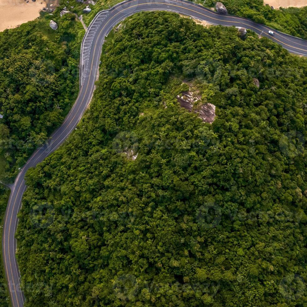 Balneario Camboriu in Santa Catarina. Taquaras Beach and Laranjeiras Beach in Balneario Camboriu. Aerial view in landscape. Square image photo