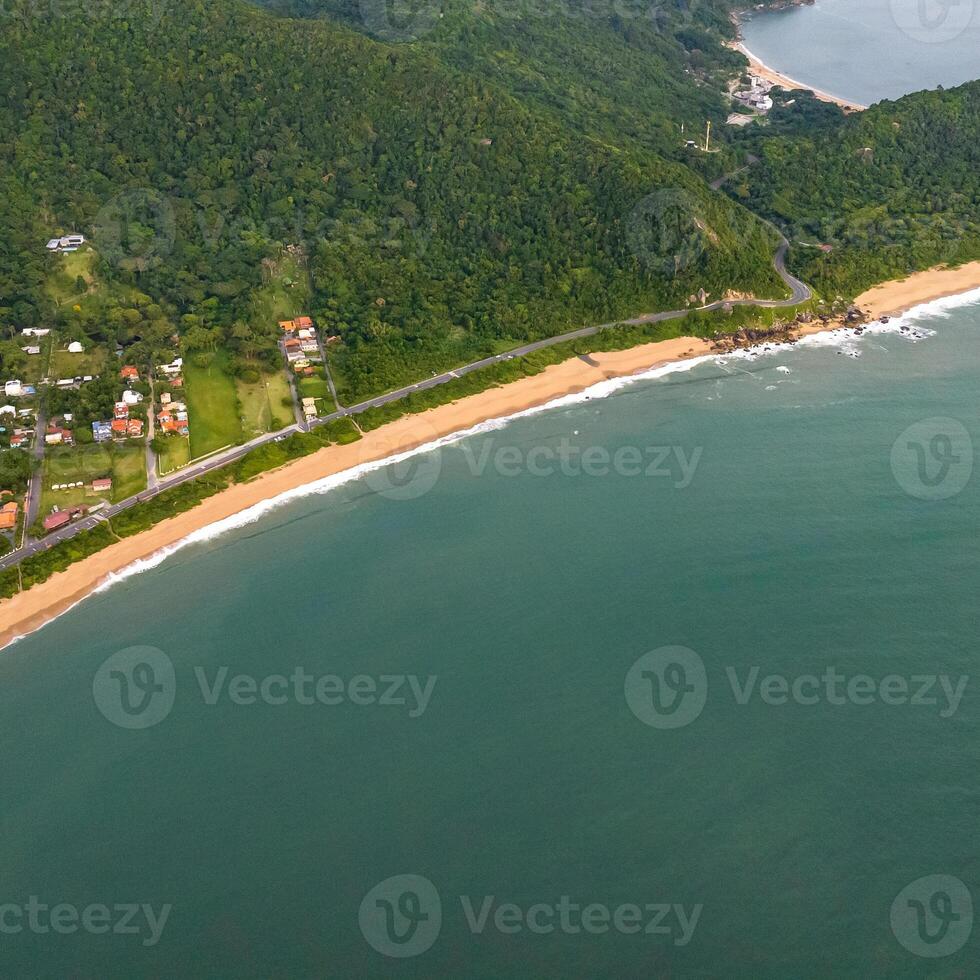 Balneario Camboriu in Santa Catarina. Taquaras Beach and Laranjeiras Beach in Balneario Camboriu. Aerial view in landscape. Square image photo