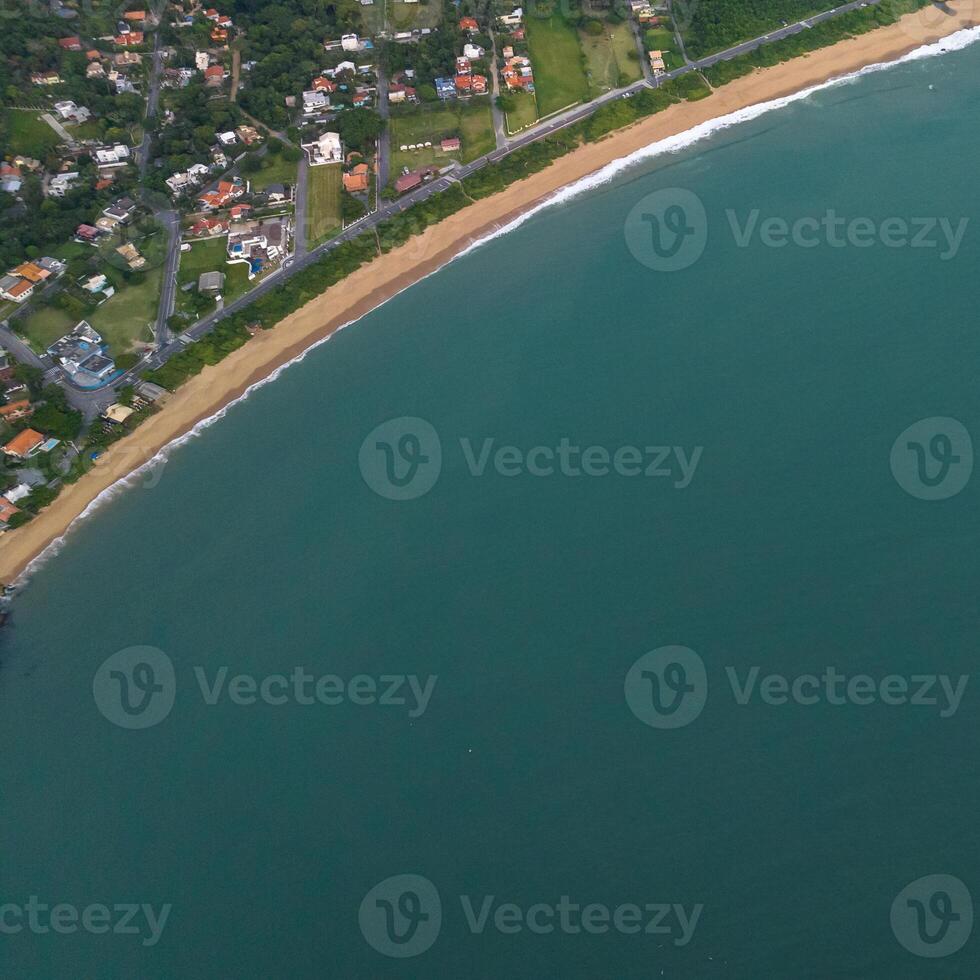 Balneario Camboriu in Santa Catarina. Taquaras Beach and Laranjeiras Beach in Balneario Camboriu. Aerial view in landscape. Square image photo