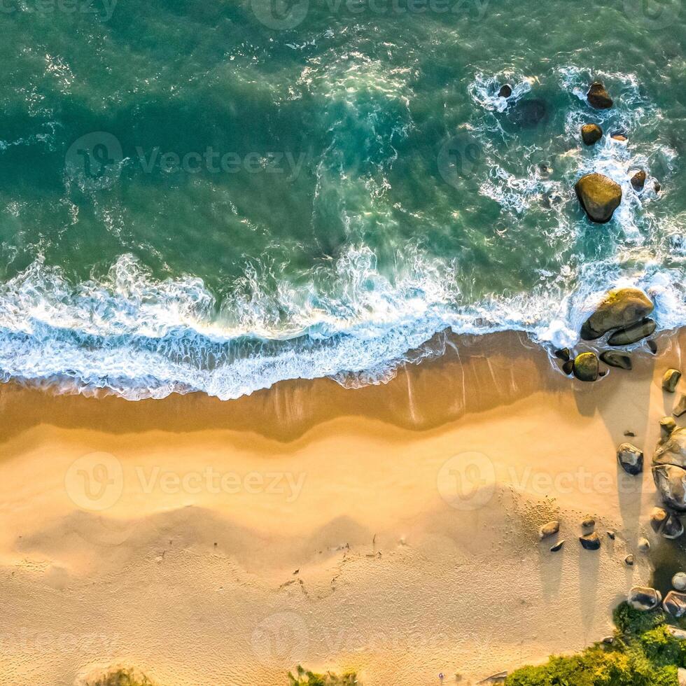 Balneario Camboriu in Santa Catarina. Taquaras Beach and Laranjeiras Beach in Balneario Camboriu. Aerial view in landscape. Square image photo