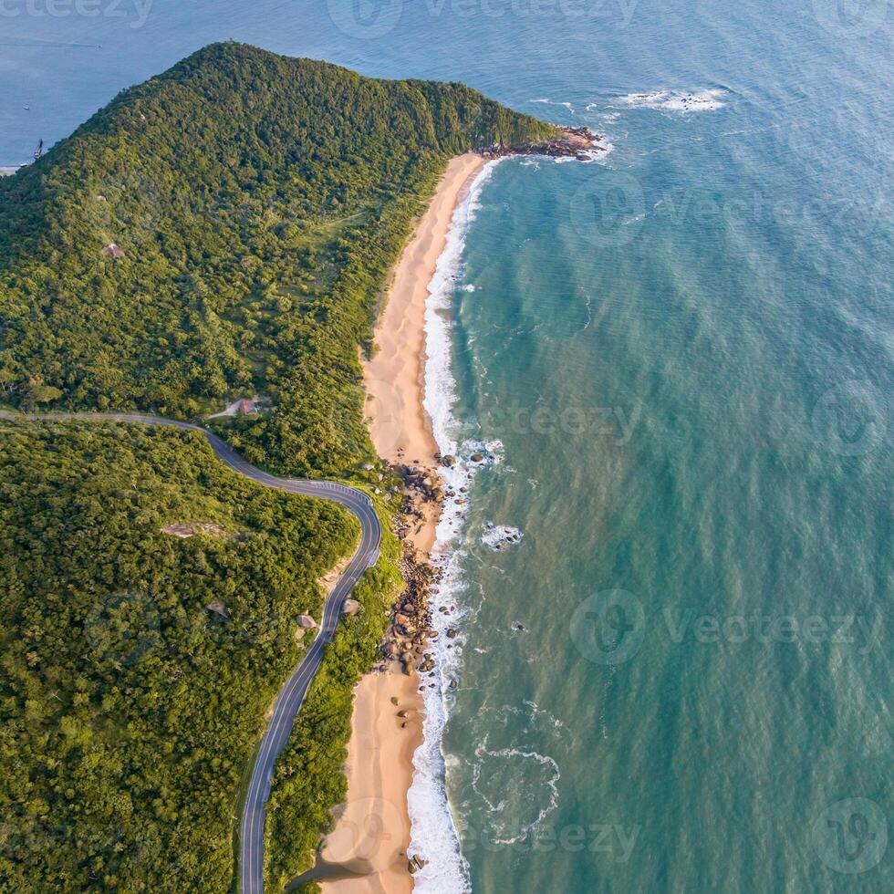 Balneario Camboriu in Santa Catarina. Taquaras Beach and Laranjeiras Beach in Balneario Camboriu. Aerial view in landscape. Square image photo