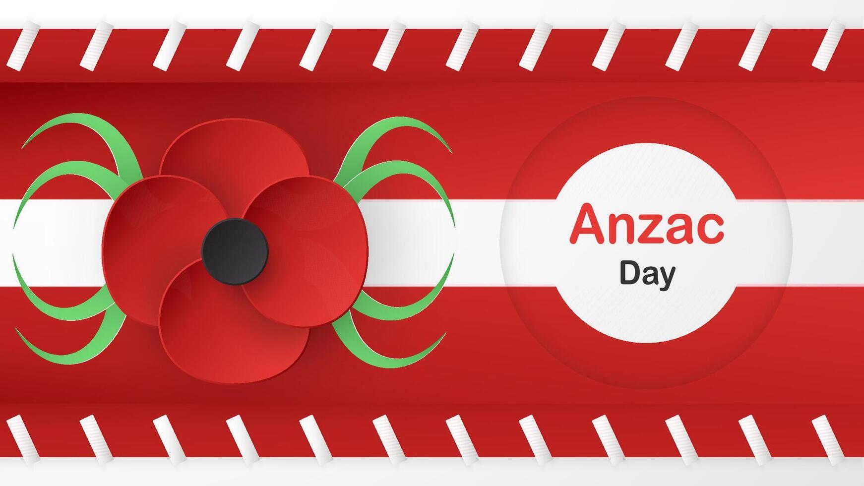 Template with poppy rose for Anzac Day. vector