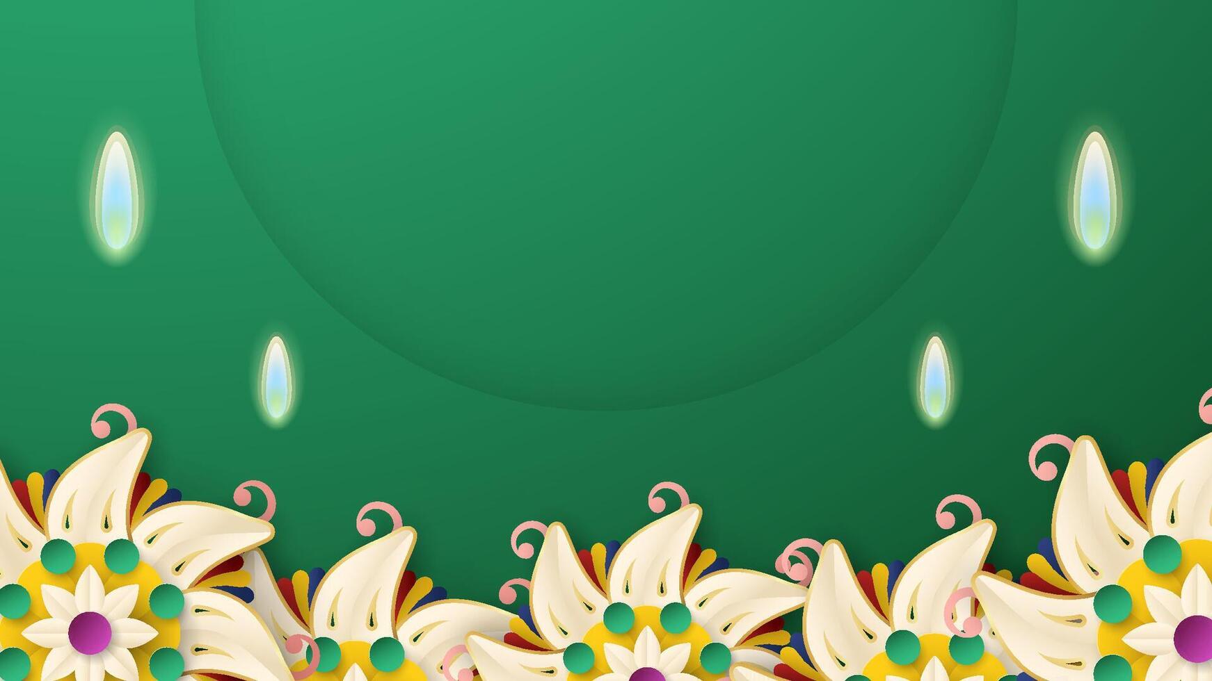 Flower and light on green background. Festival of light. vector