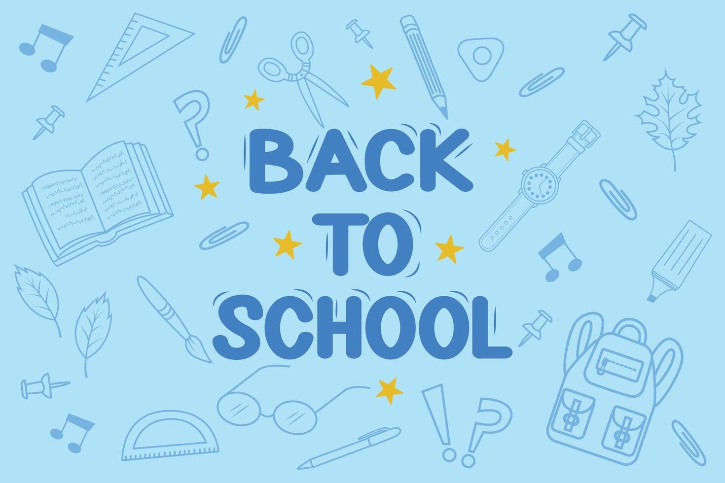 Welcome to school, web banner, illustration. The Back to School web template. illustration, blue background. vector