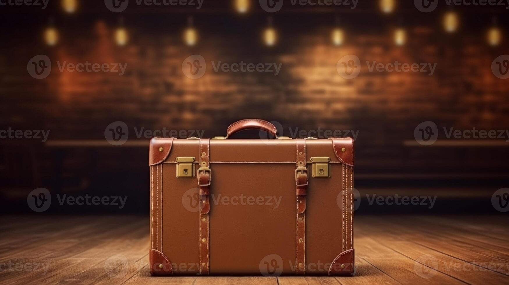 Old suitcase for traveling on a white background. Neural network photo