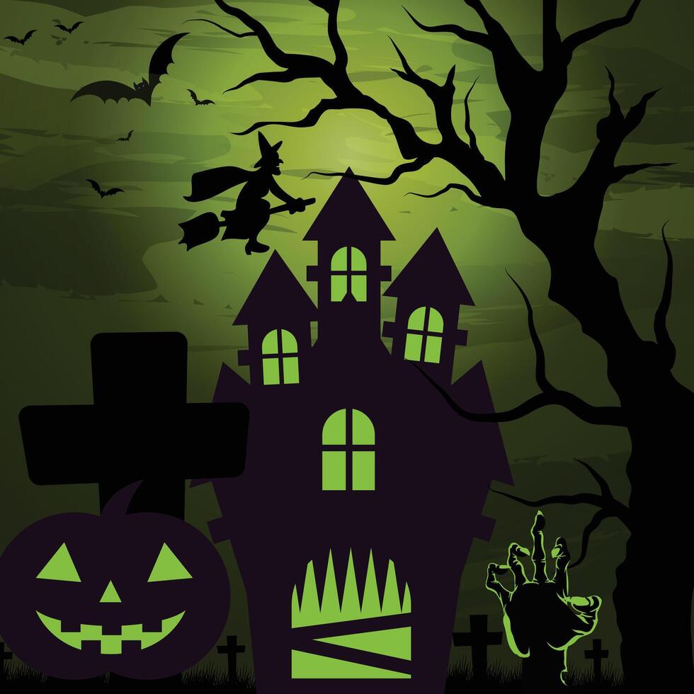 Halloween theme with dark night background design, illustration. Halloween Them Design. Halloween Night. vector