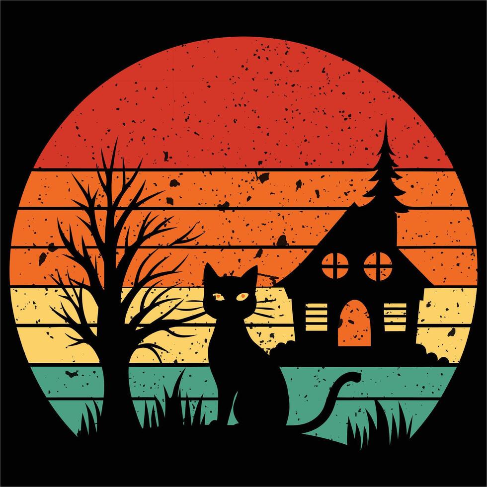Halloween T-Shirt Design with Retro Style , Halloween day illustration.. vector