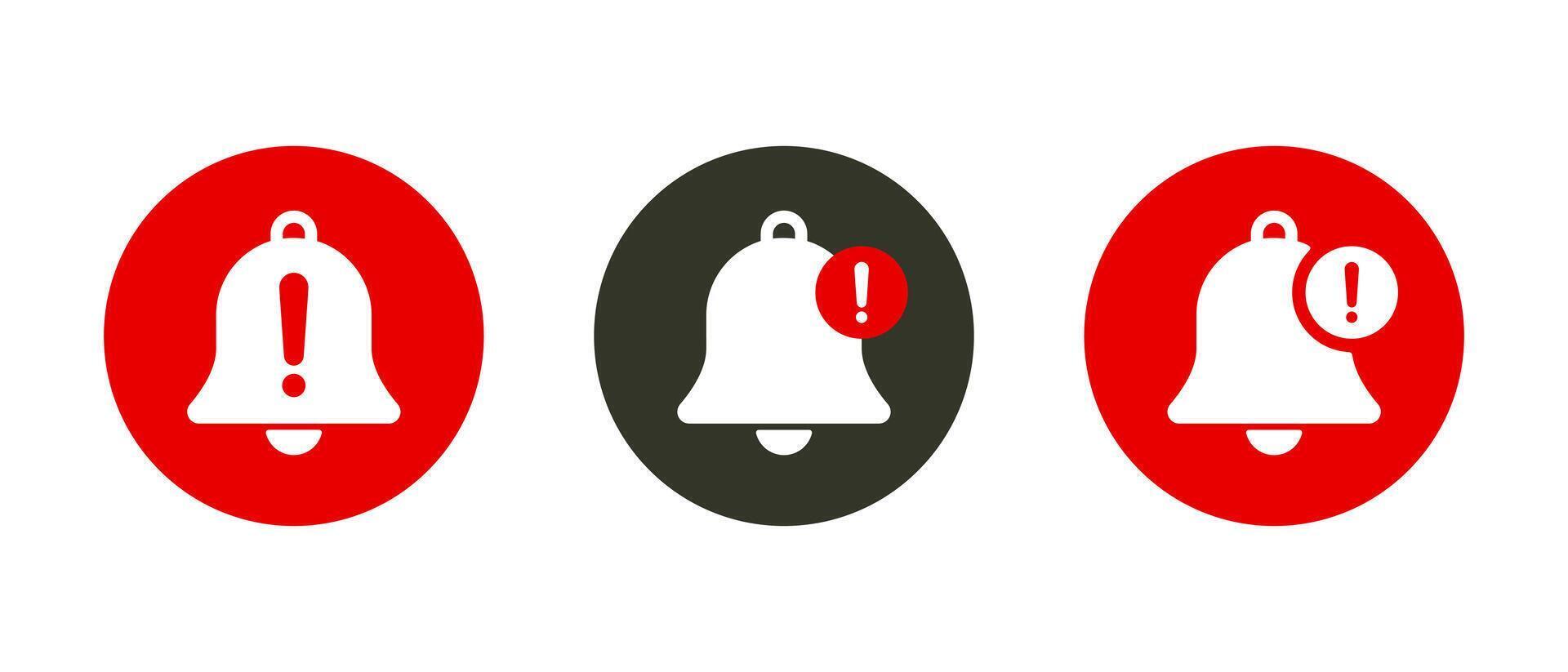 Emergency alert bell icon on circle background. Warning notification sign symbol vector