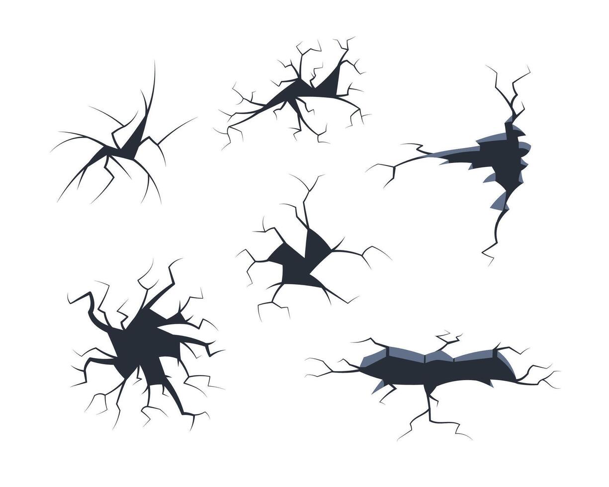 Emerging cracks on white surface hint at danger and risk, resembling earthquake aftermath. Dynamic patterns of splitting add depth to serene background vector