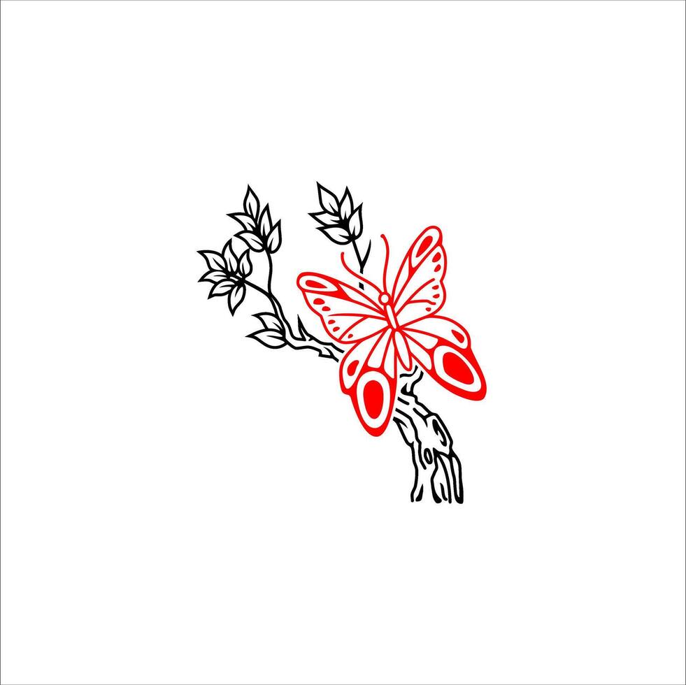 a butterfly sits on a twig vector