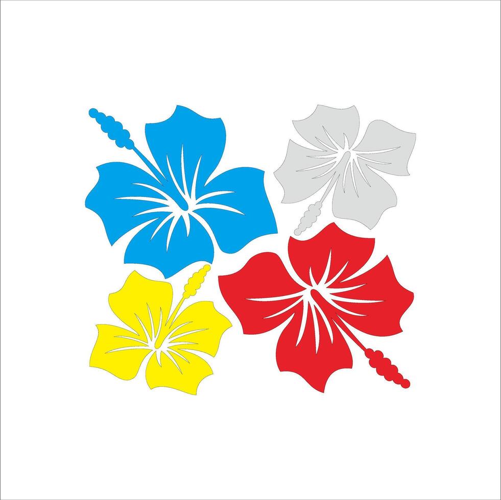 four colorful flowers on a white background vector