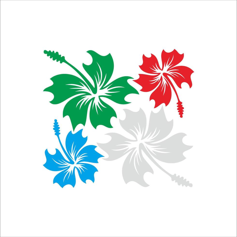 Four flowers with colorful colors vector
