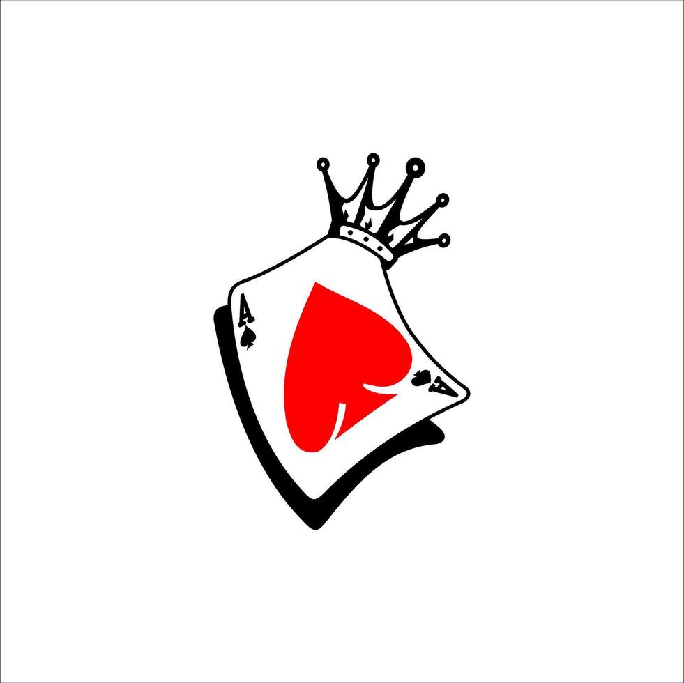 a red and white logo with a king and a heart vector
