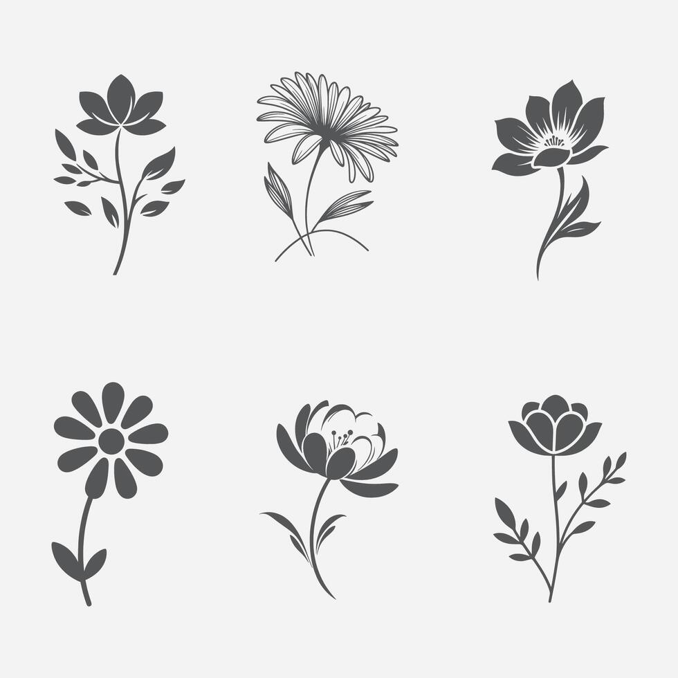 flower Silhouette Flower Bundle vector