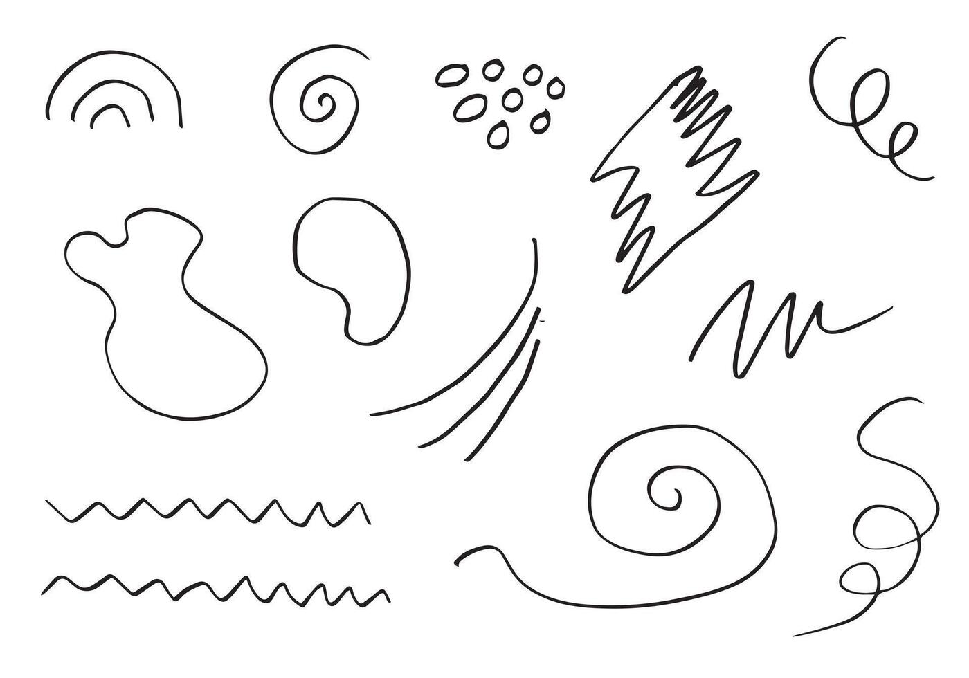 hand drawn collection of design element doodle on white background. vector