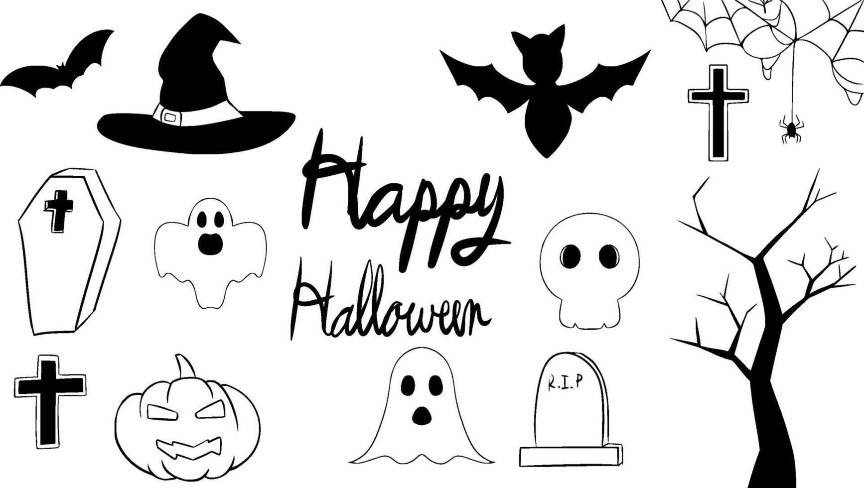 Halloween doodle line art vector