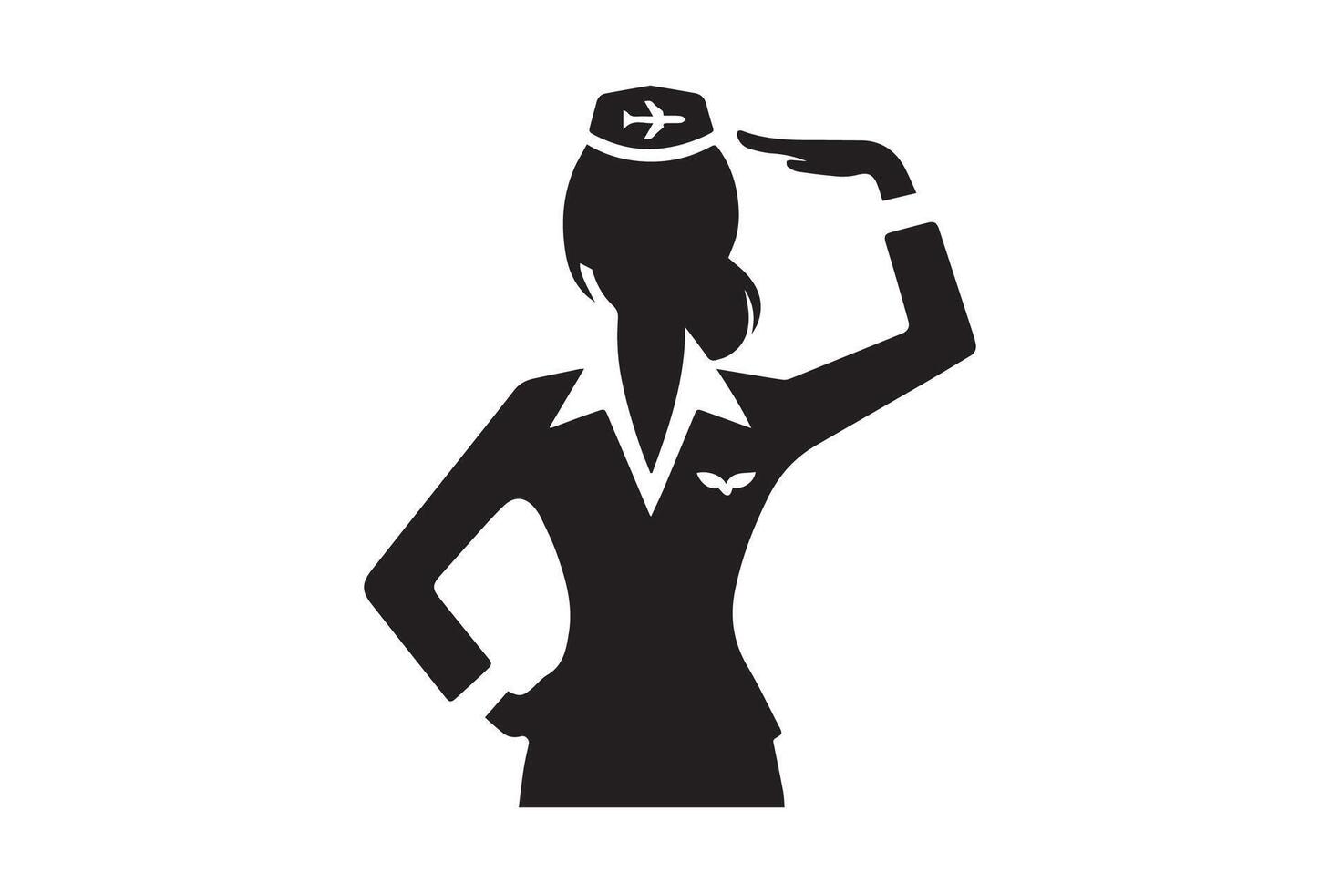A woman in uniform holding up her hand vector