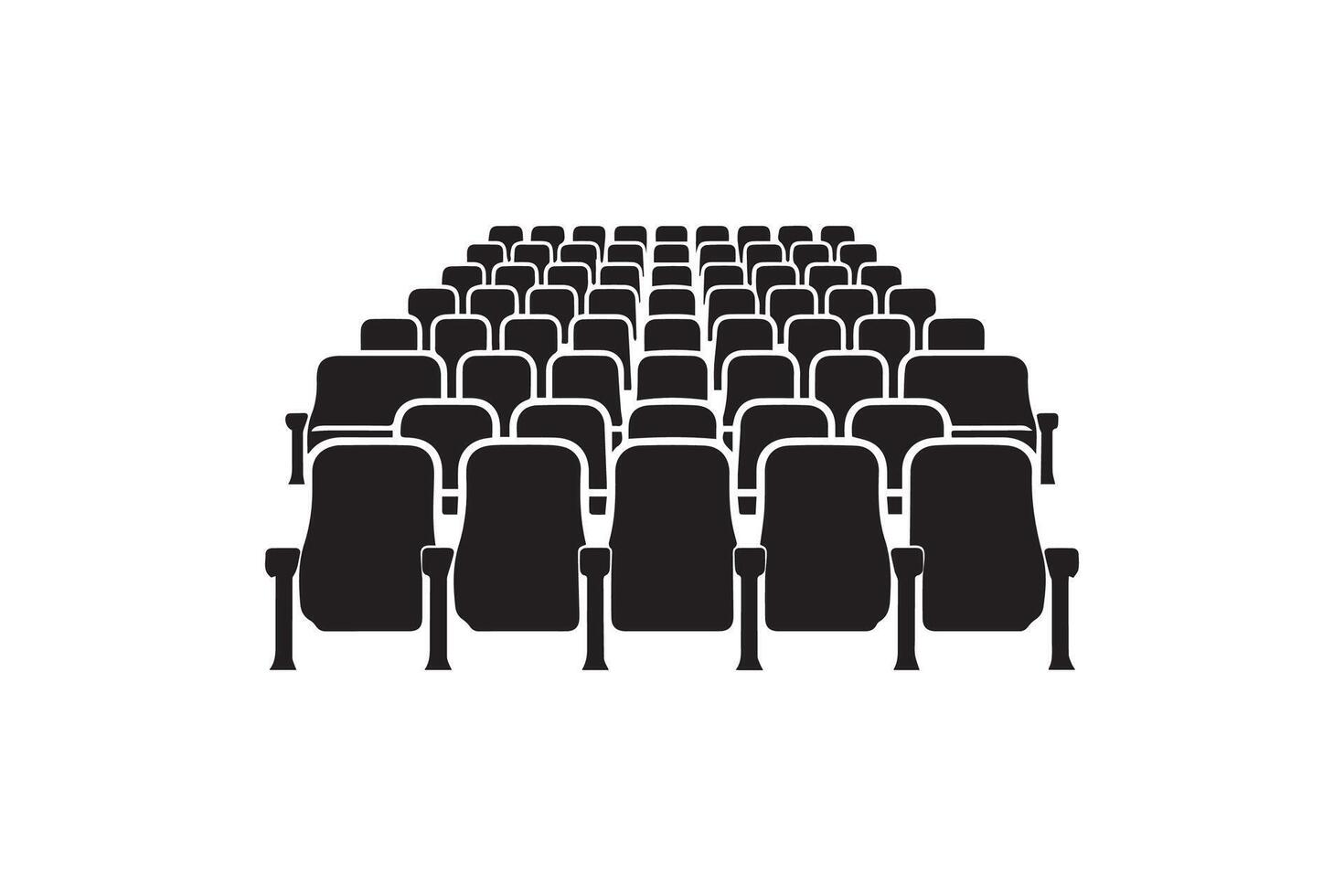 An empty theater with rows of chairs vector