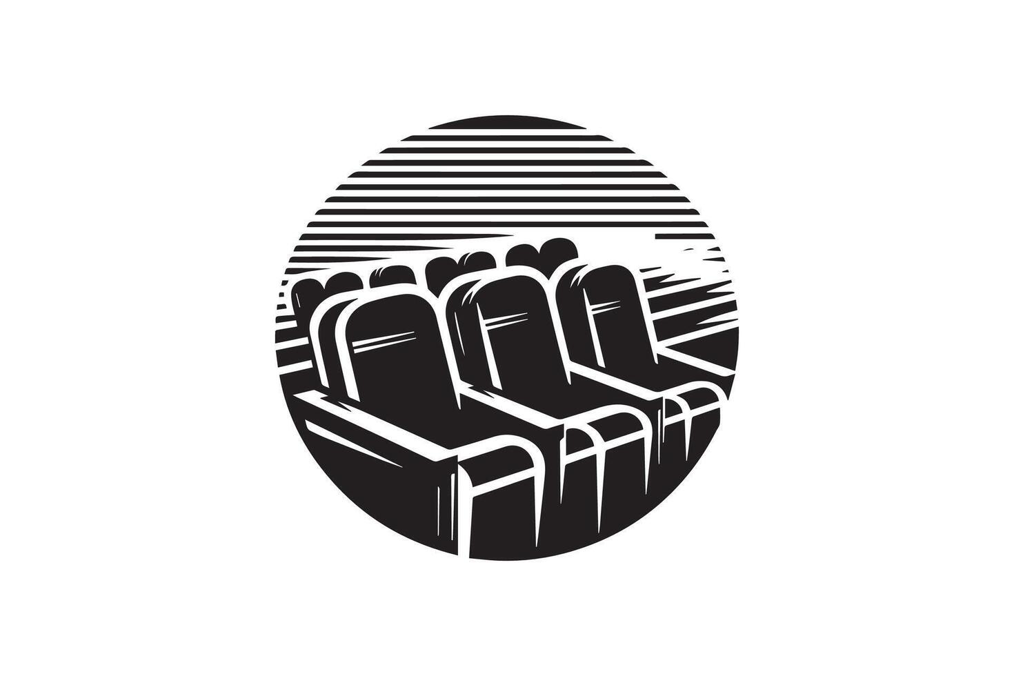 A black and white image of a row of seats vector