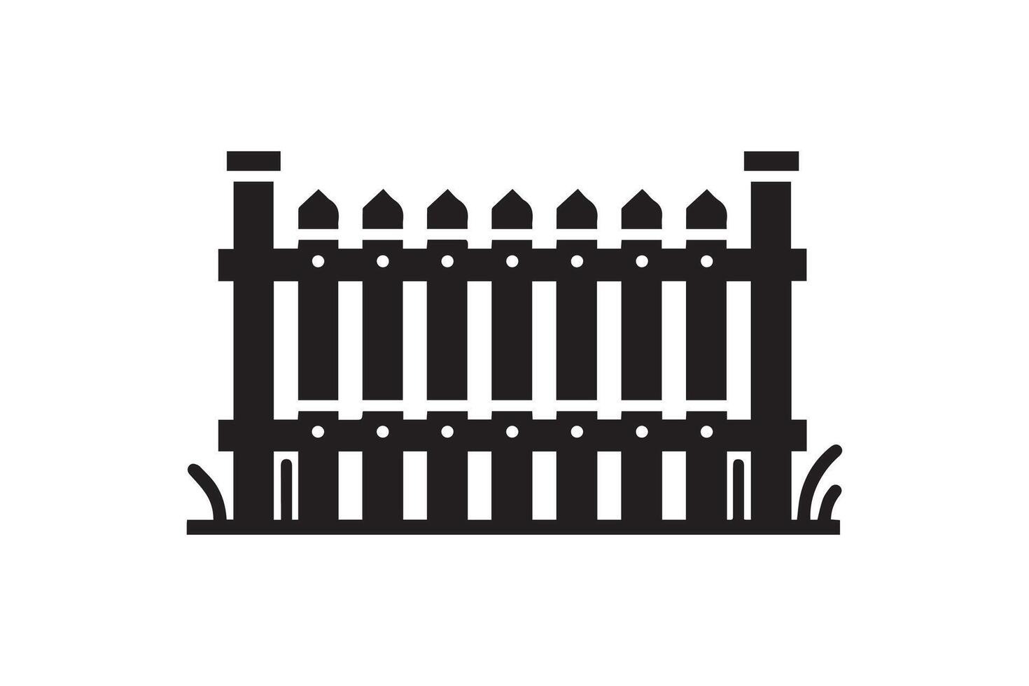 A black and white illustration of a fence vector