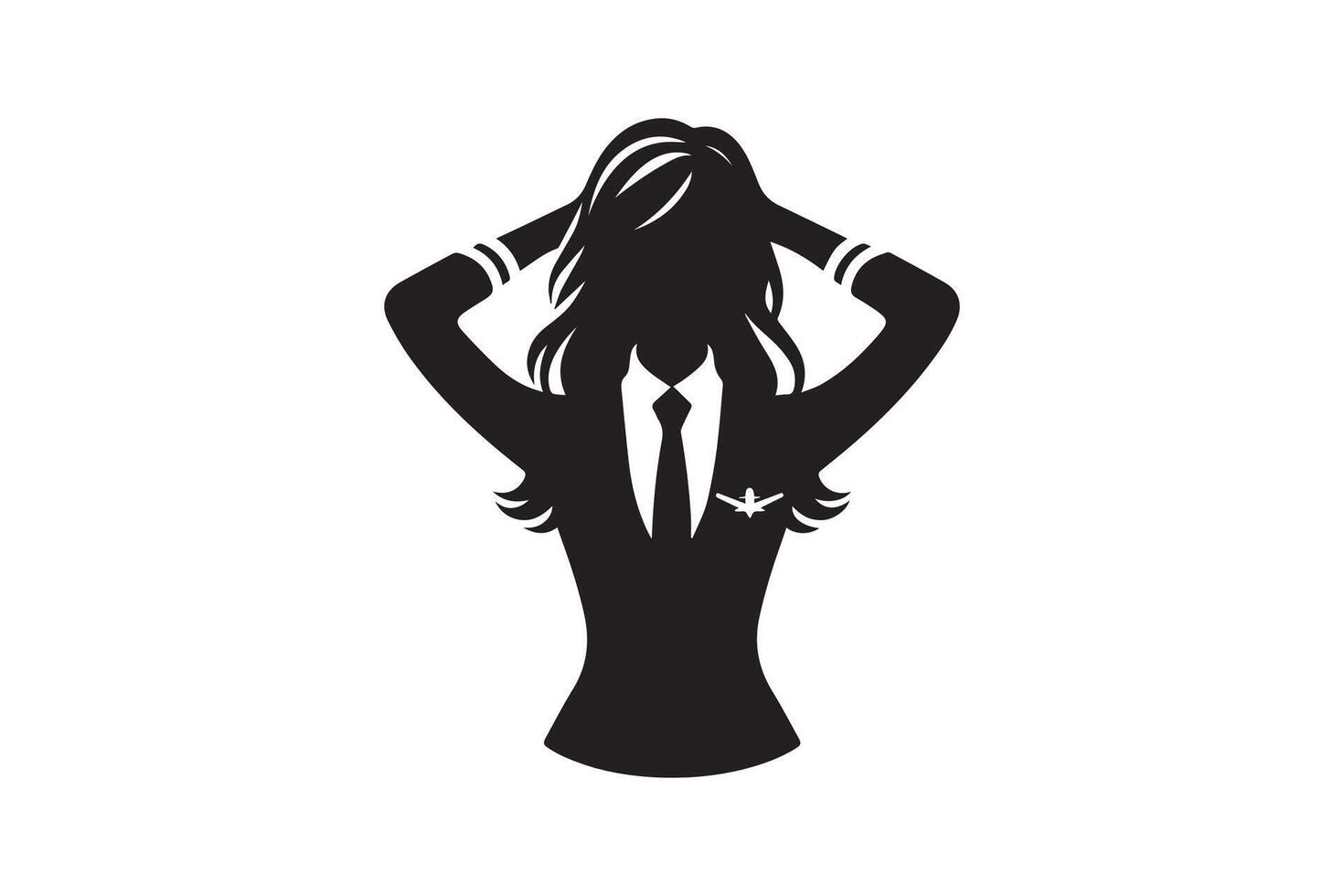A silhouette of a woman in a suit and tie vector