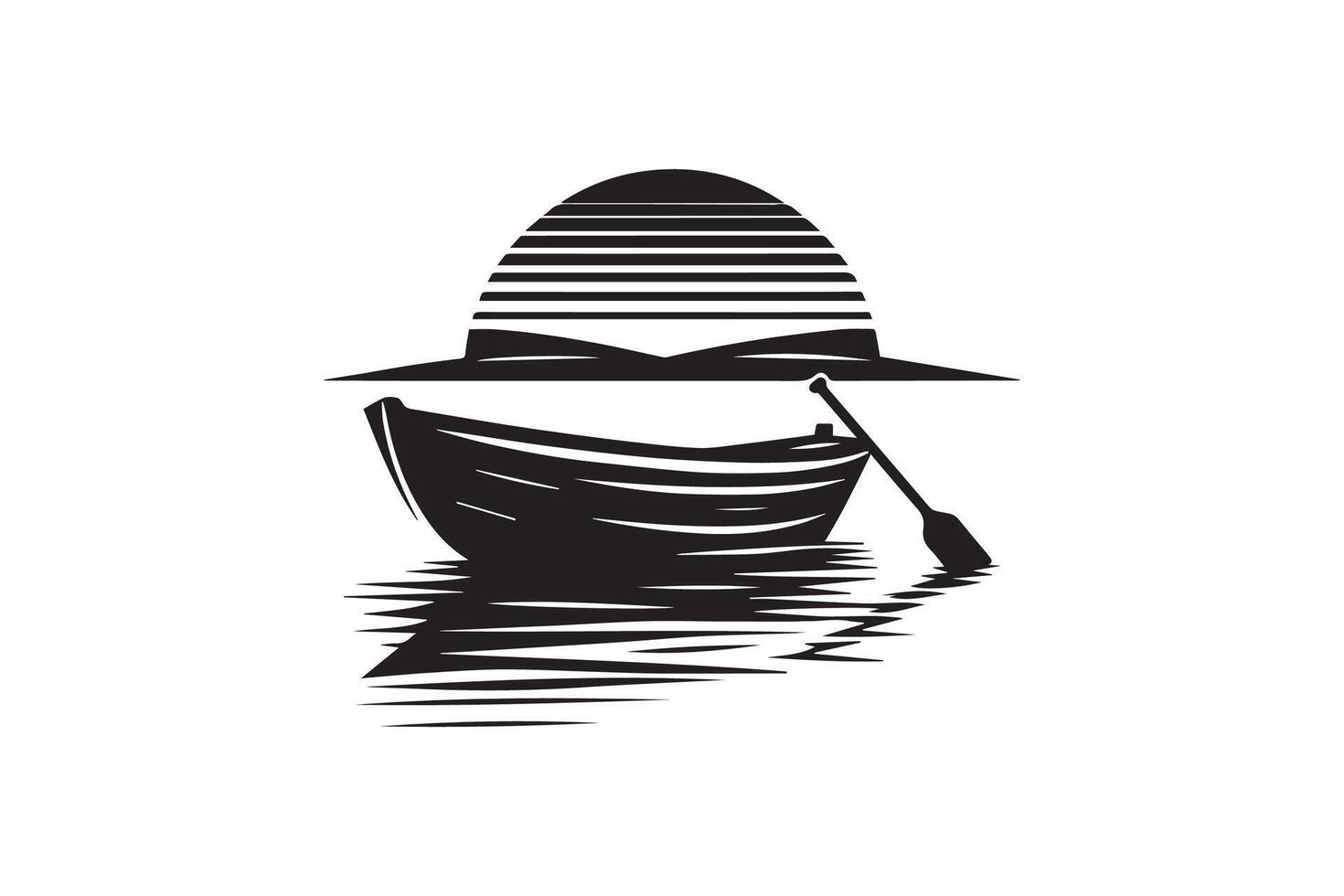 Boat on the water with a sunset in the background vector