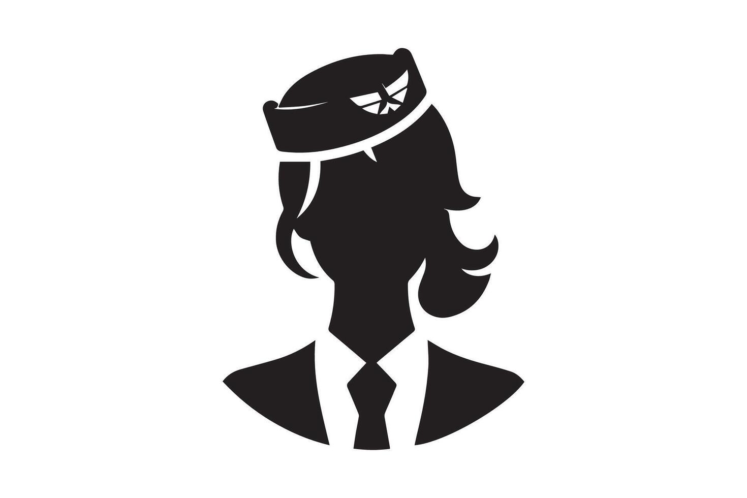 A silhouette of a woman in a uniform with a hat vector
