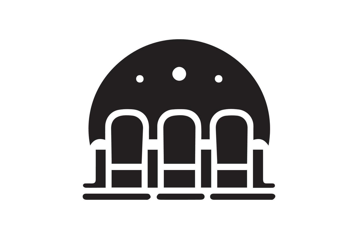 A black and white illustration of a building with a dome vector