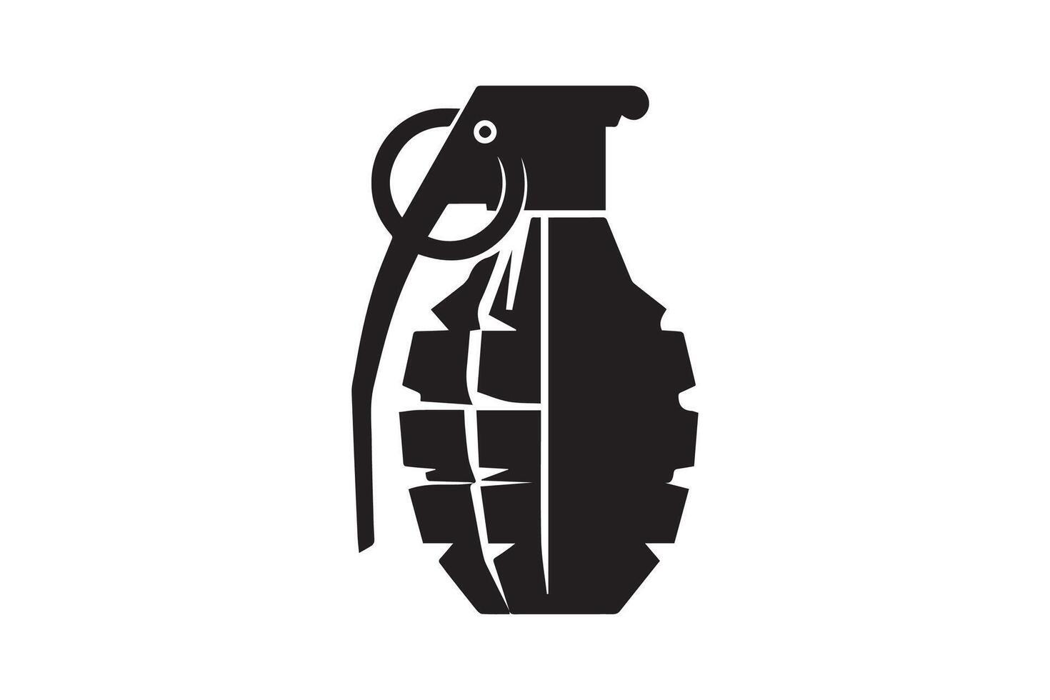 A black and white image of a grenade vector