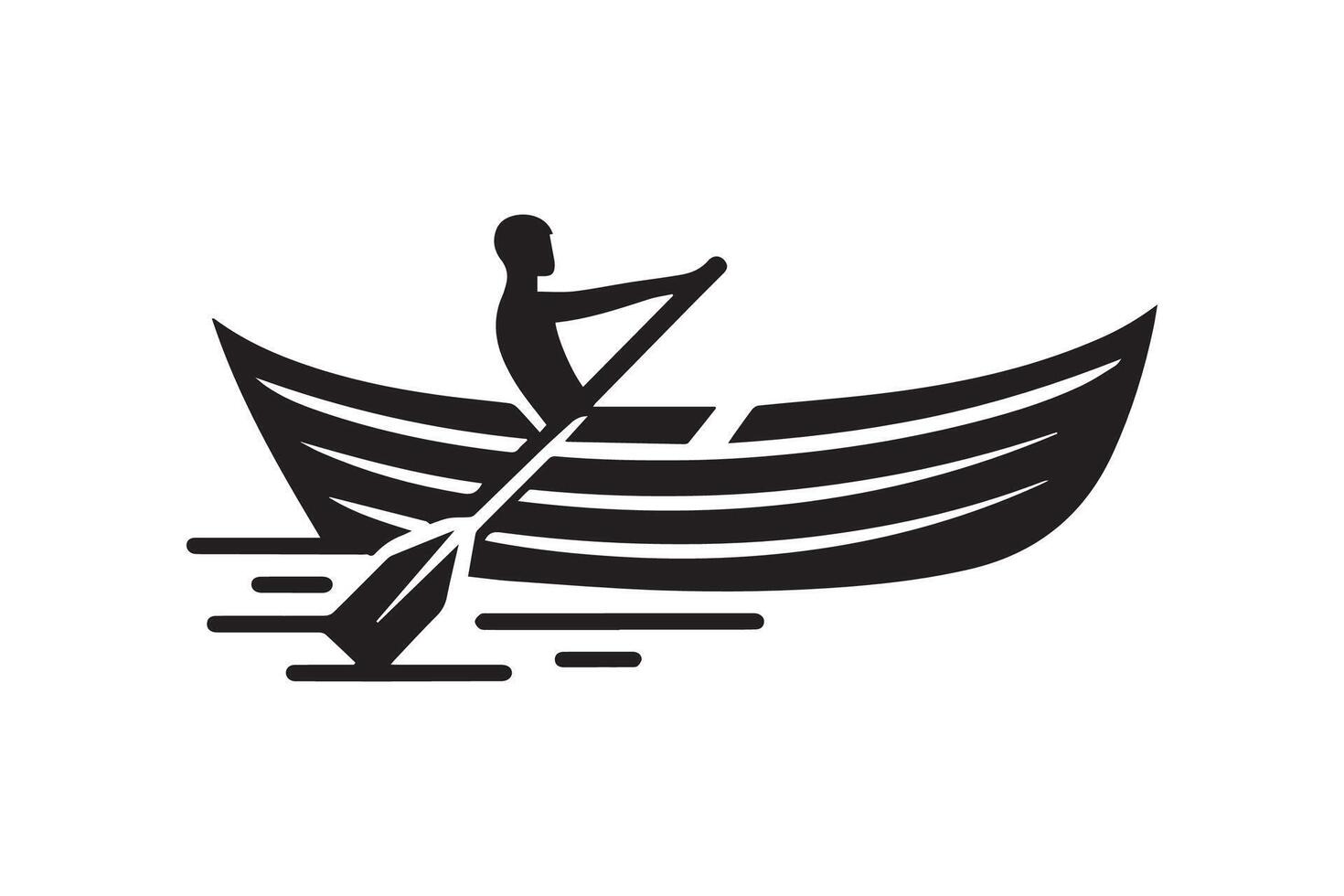 A man in a boat with a paddle on the side vector