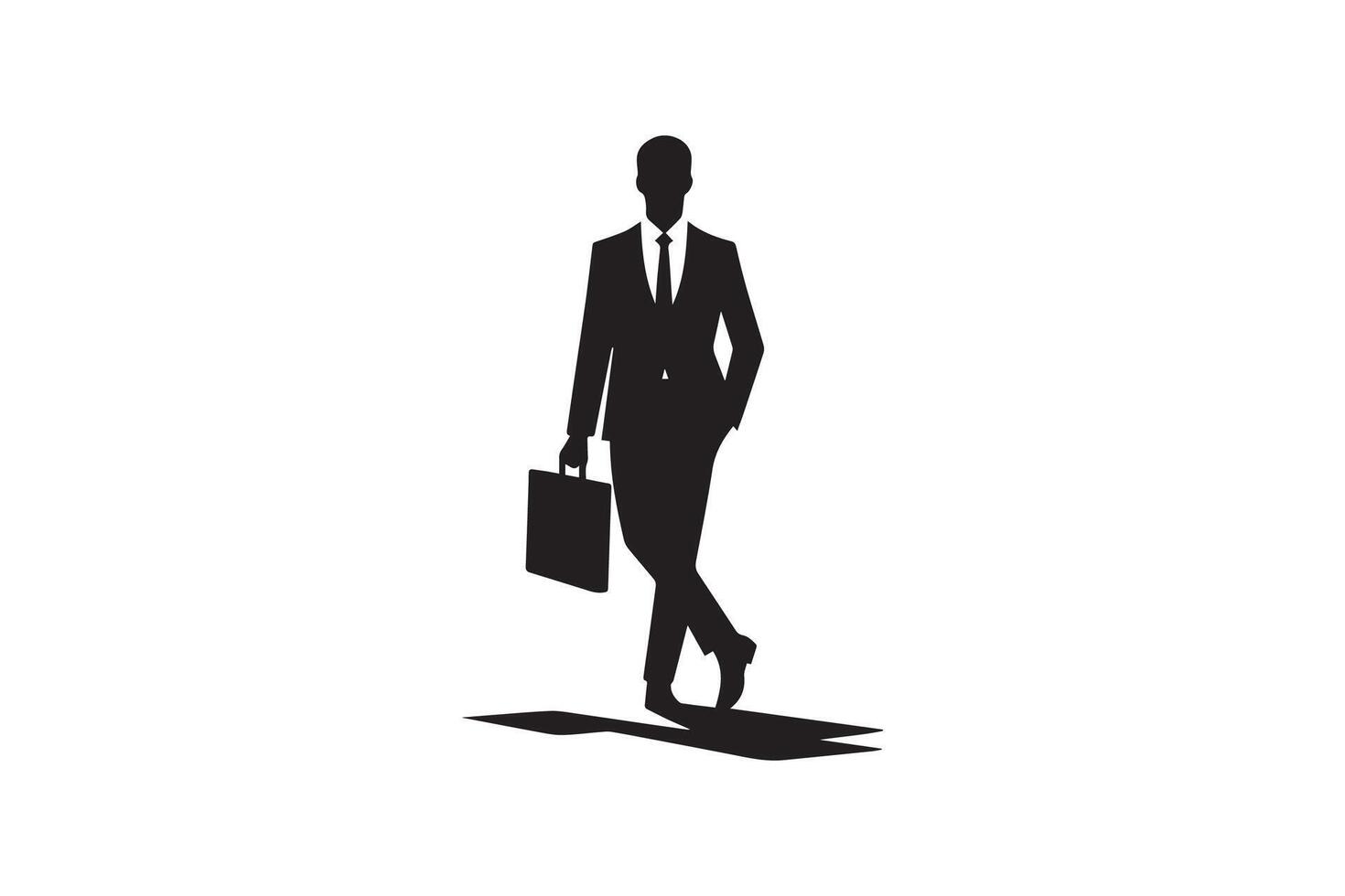 Silhouette of a man in a suit holding a briefcase vector
