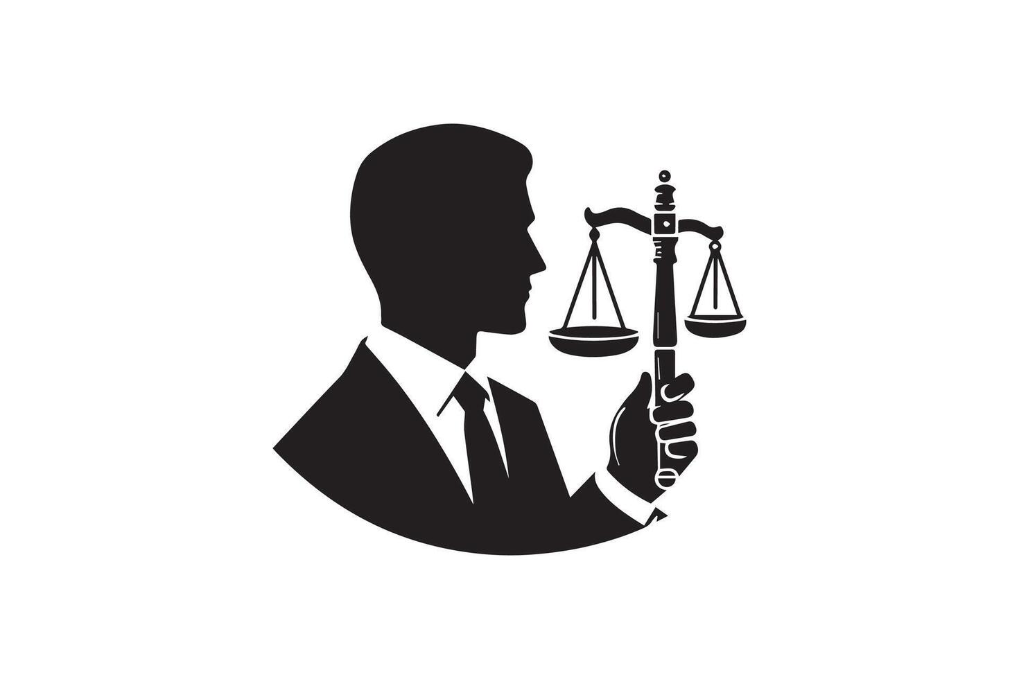 A silhouette of a man holding a scale of justice vector