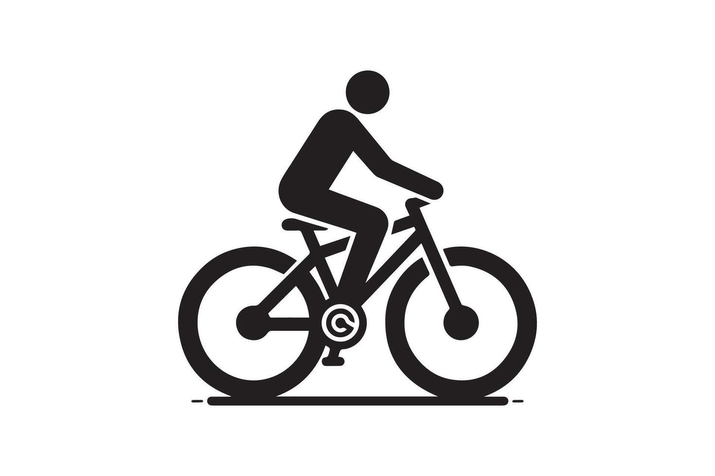 A black and white illustration of a person riding a bicycle vector