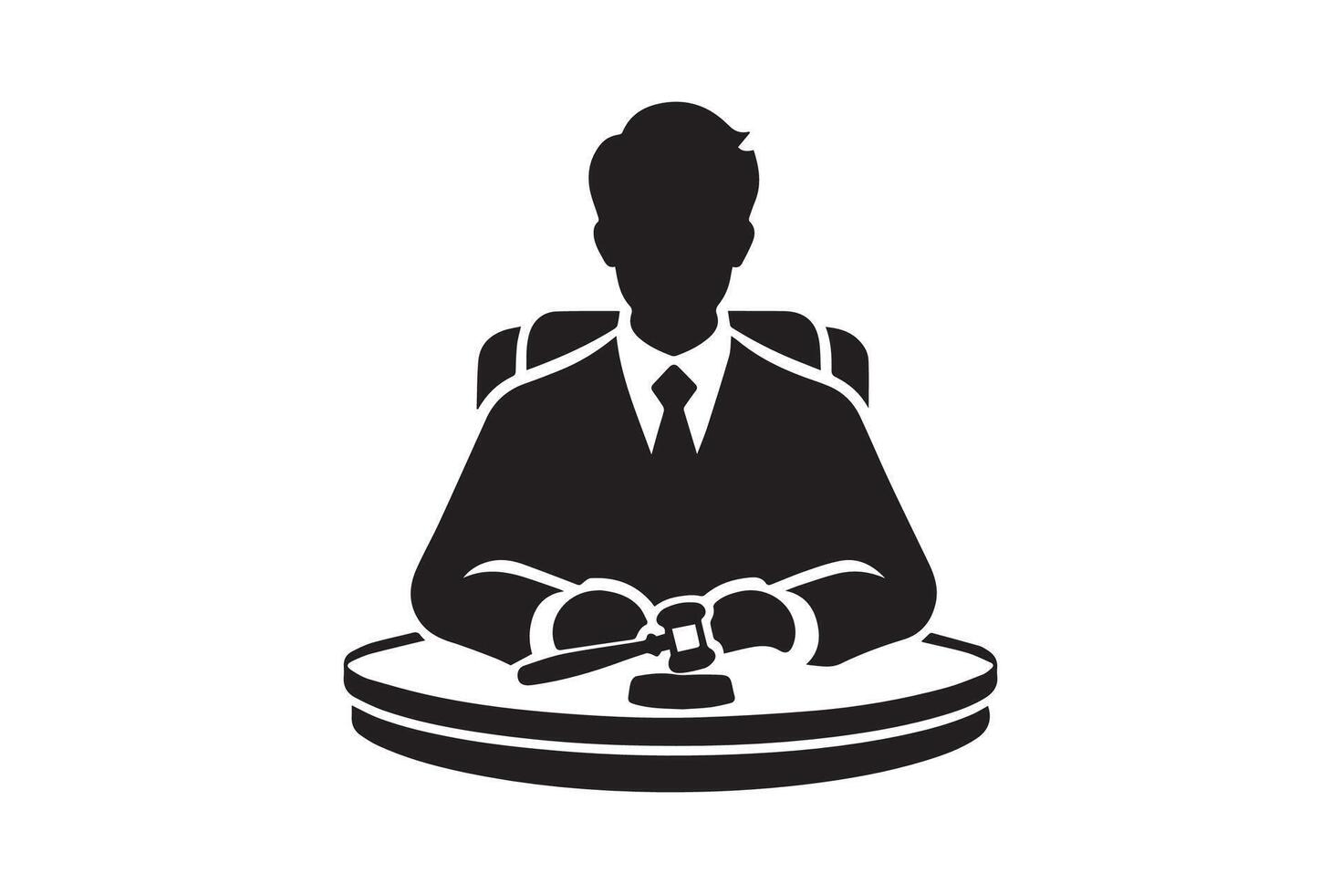 A black and white silhouette of a man in a suit sitting at a table vector