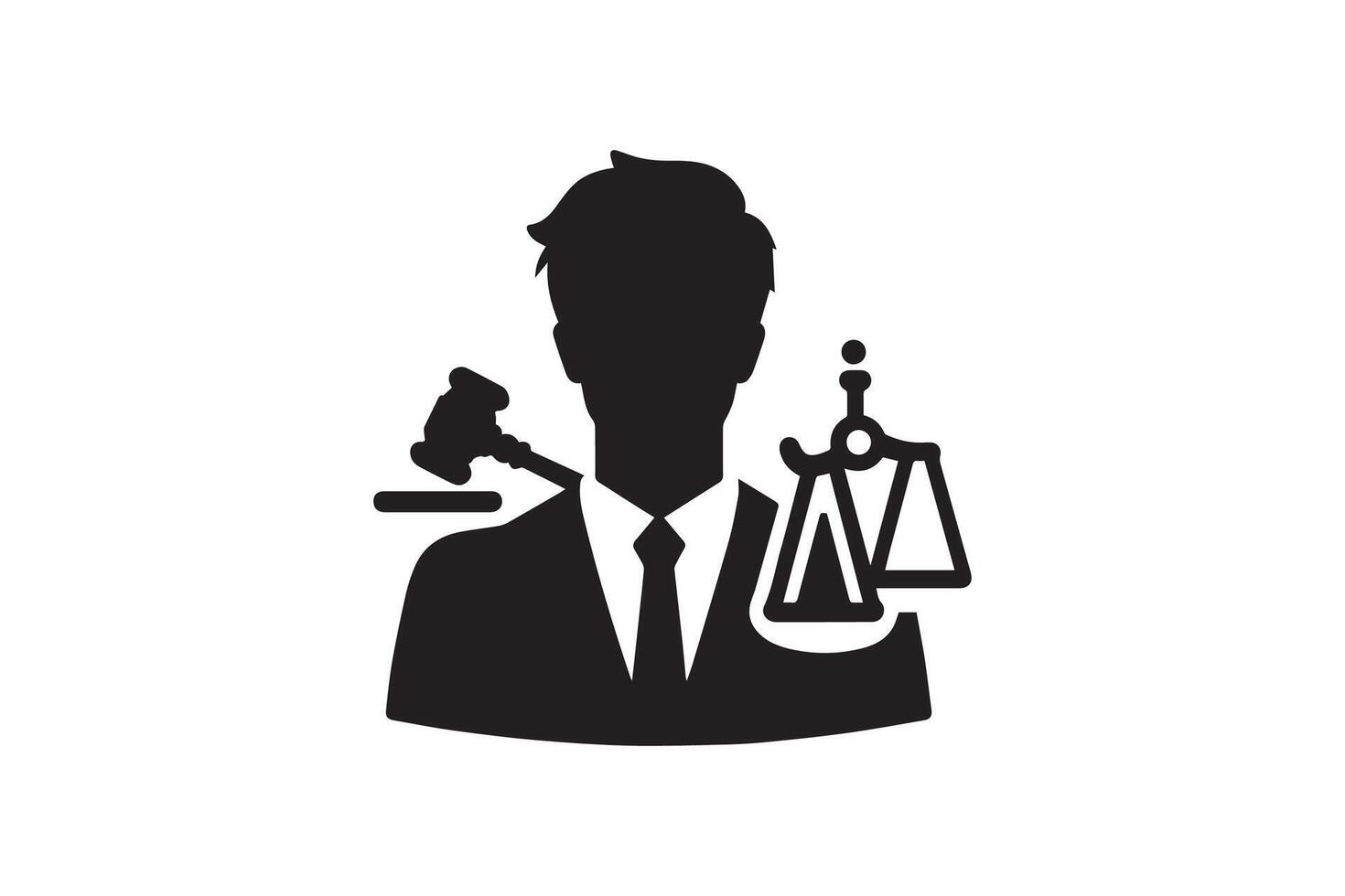 A black and white silhouette of a man in a suit holding a scale vector