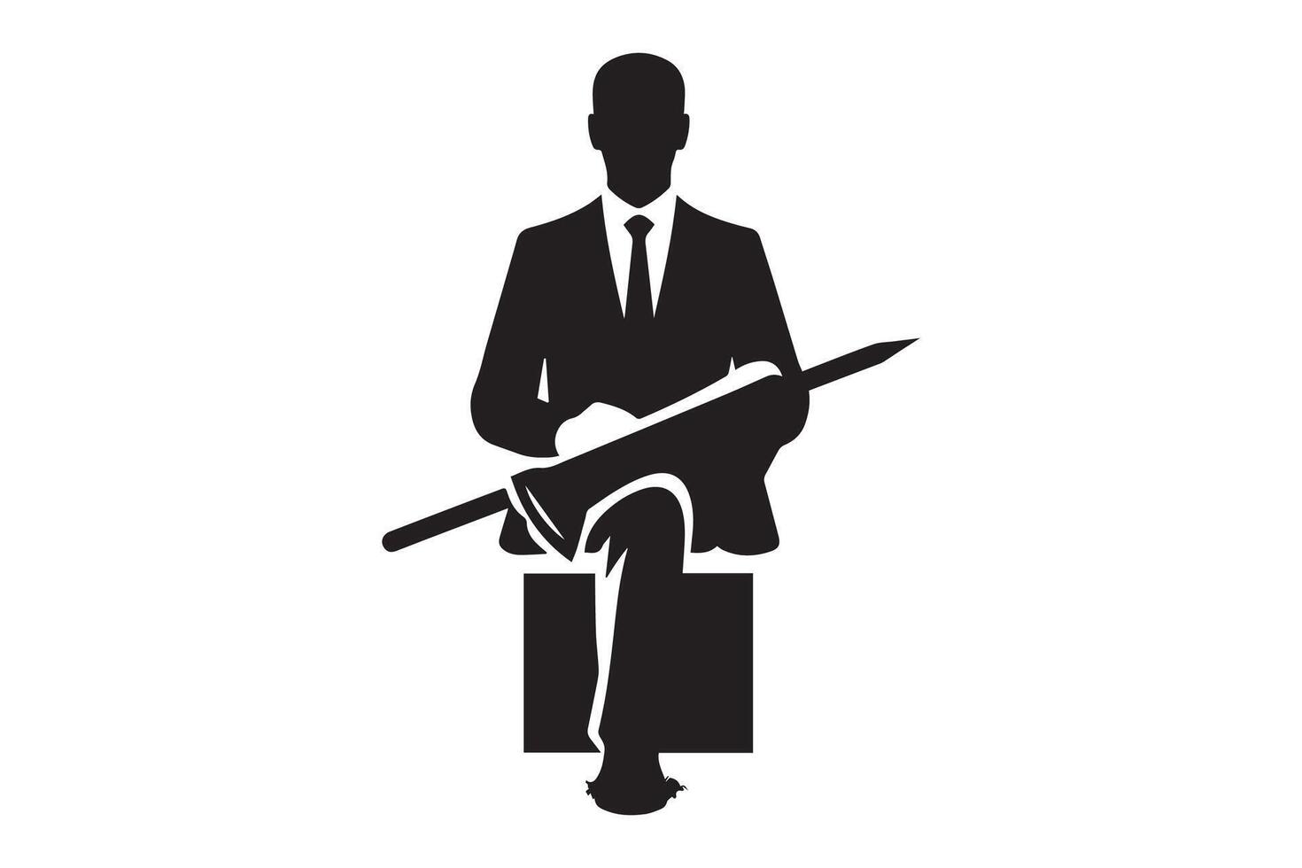 A silhouette of a man in a suit sitting on a chair vector