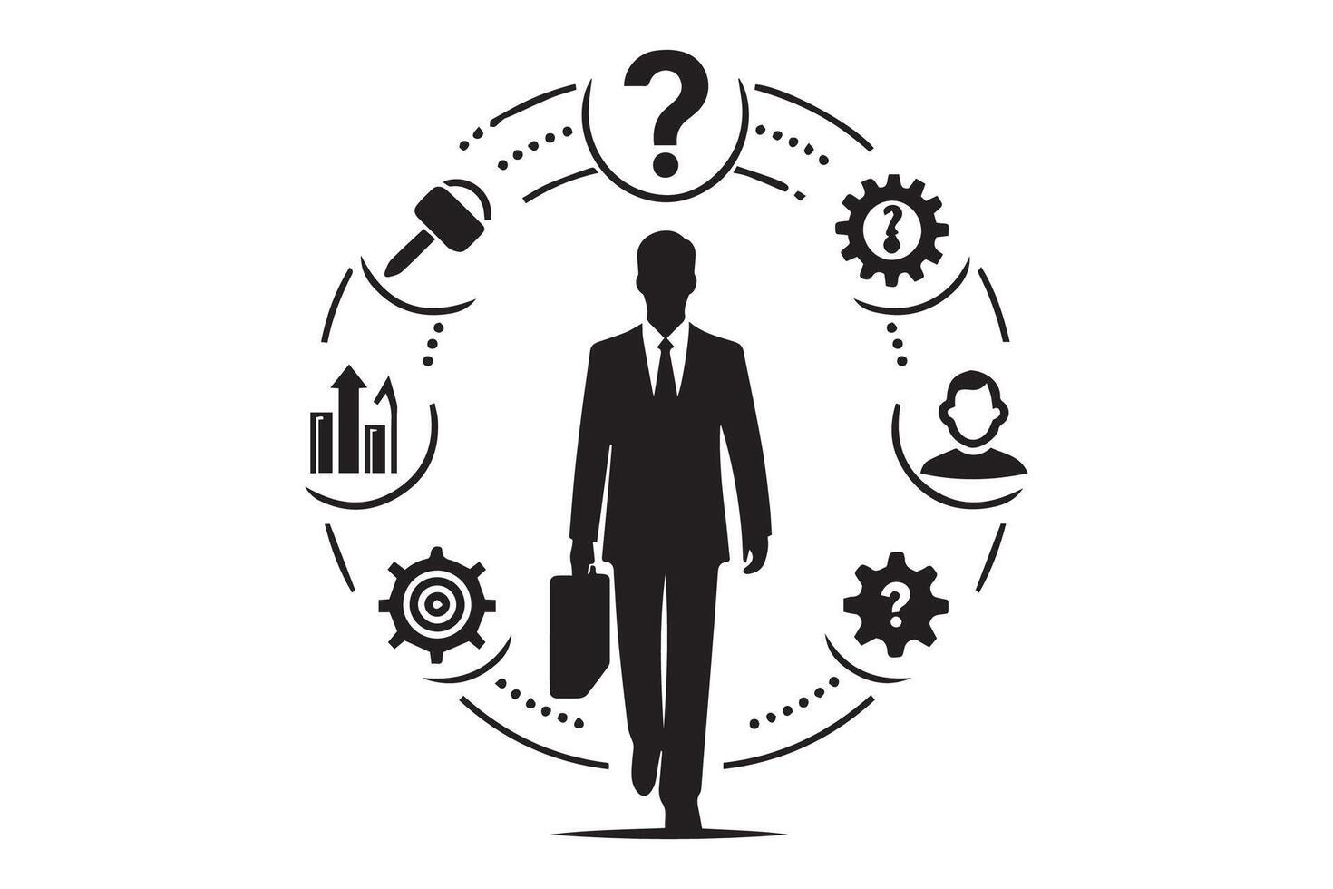 Businessman with briefcase and question mark icon vector